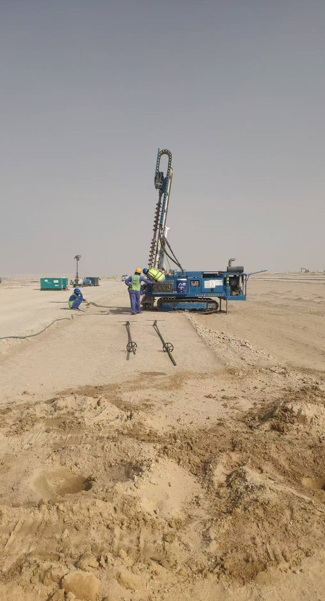 MXL-150DC drill performing inclined hole drilling in Dubai desert