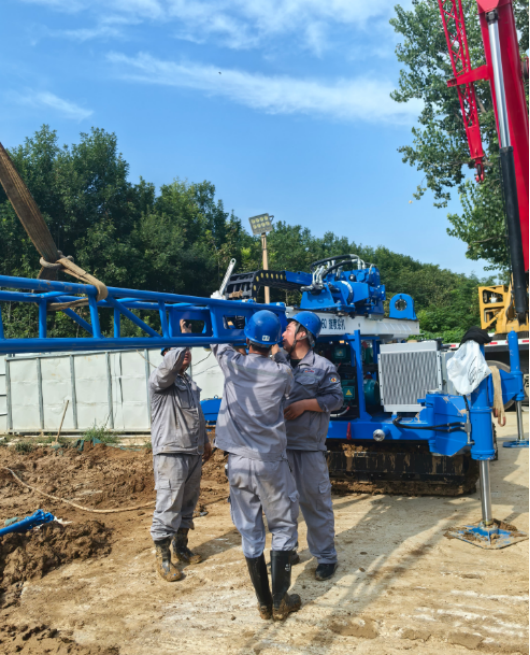 Tower mast installation at the project site